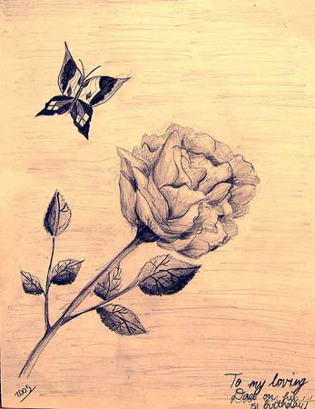 Lenara_Litmanovich._A_rose_and_a_butterfly