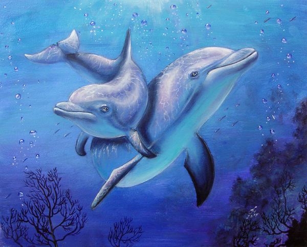 Dolphins_(study)._Oil_on_panel
